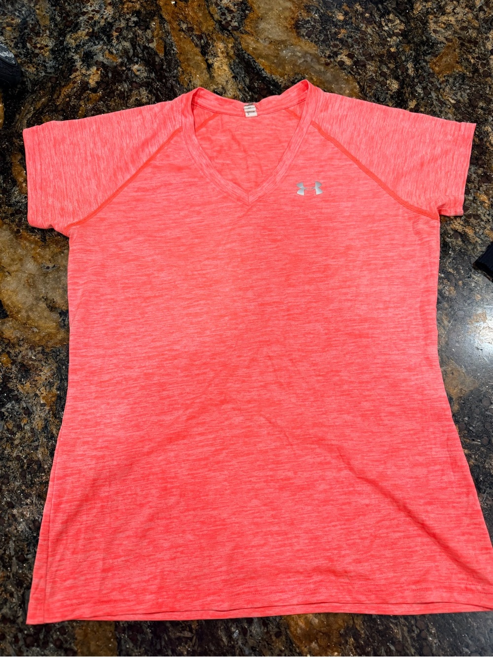 Under Armour Women's Coral Pink Heather V-Neck Performance Tee